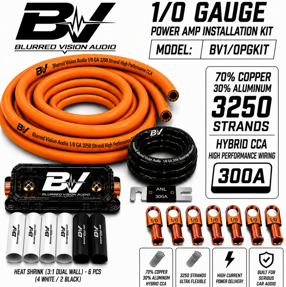 BLURRED VISION AUDIO
1/0 GA HYBRID CCA POWER AMP INSTALLATION KIT BV-1/0-PGKIT