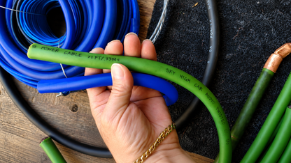 Blurred Vision Audio 0 Gauge 50 Feet Power/Ground Battery Wire Cables (BLUE)(Prototype) With 6 Copper Lugs