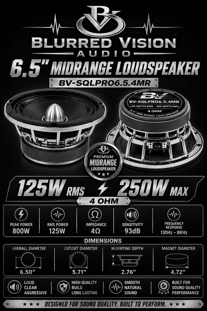 Blurred Vision Audio BV-SQLPRO6.5.4MR – 6.5” Midrange Loudspeakers (Sold In Pairs)