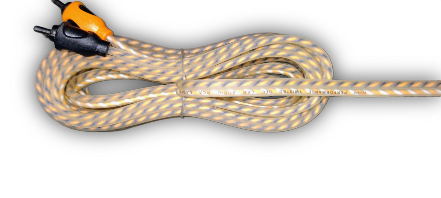 Blurred Vision Audio BVORCA2CH – 17ft Premium Ofc 2-Channel RCA Interconnect Cable (Orange)