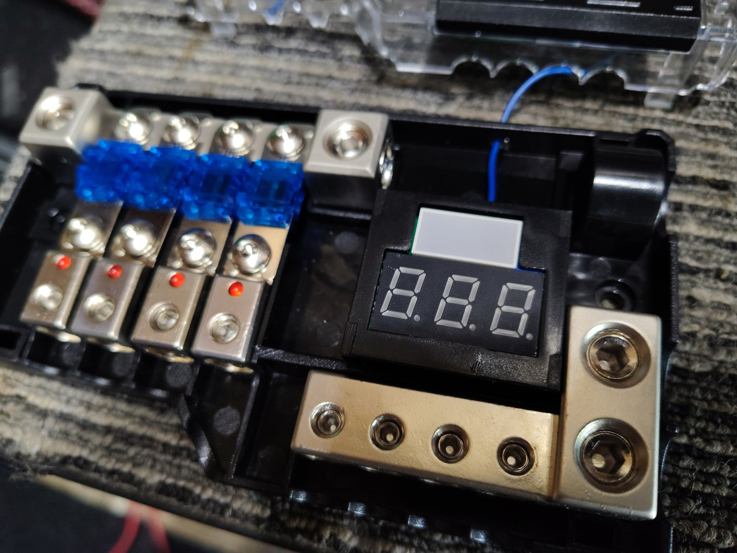 Blurred Vision Audio BVPROVM Fused Power Distribution Block with Digital Led Volt Meter