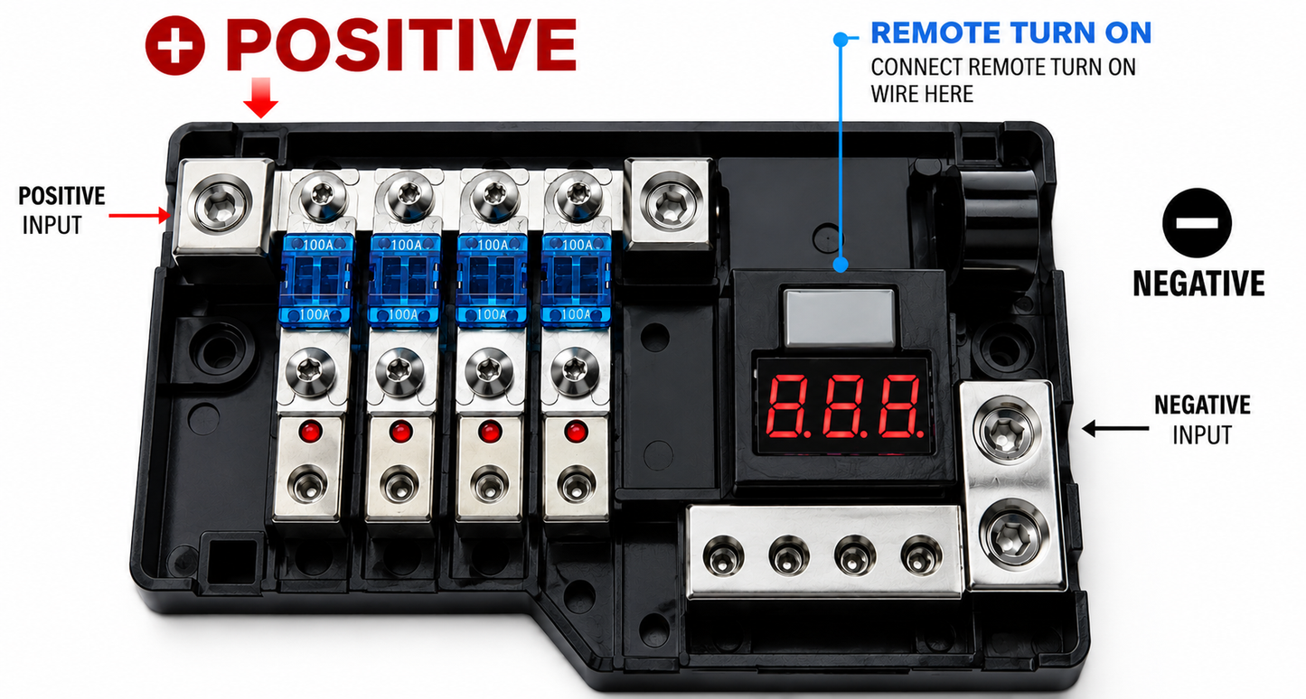 Blurred Vision Audio BVPROVM Fused Power Distribution Block with Digital Led Volt Meter