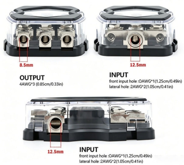 Blurred Vision Audio BV-ANL3X3
3-Way ANL Fused Power Distribution Block Includes Three Installed ANL Fuses