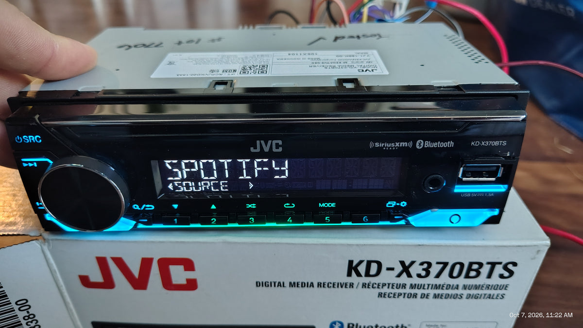 JVC KD-X370BTS 1 DIN Digital Media Receiver Bluetooth USB SiriusXM Tested ✅