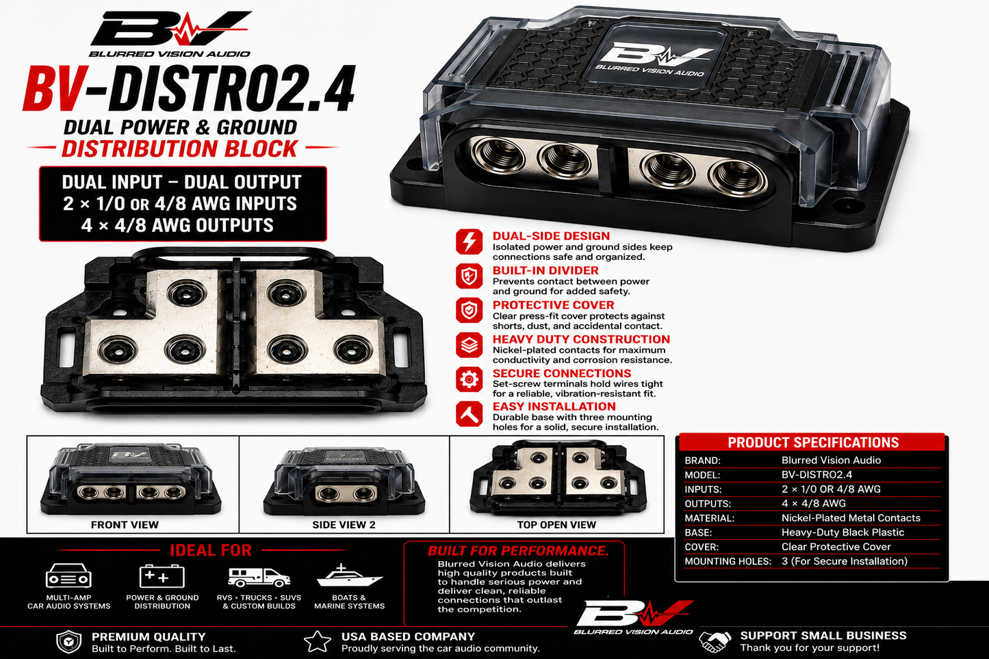 Blurred Vision Audio BV-DISTRO2.4
Dual Power/Ground Distribution Block