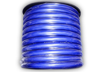 Blurred Vision Audio 0 Gauge 50 Feet Power/Ground Battery Wire Cables (BLUE)(Prototype) With 6 Copper Lugs