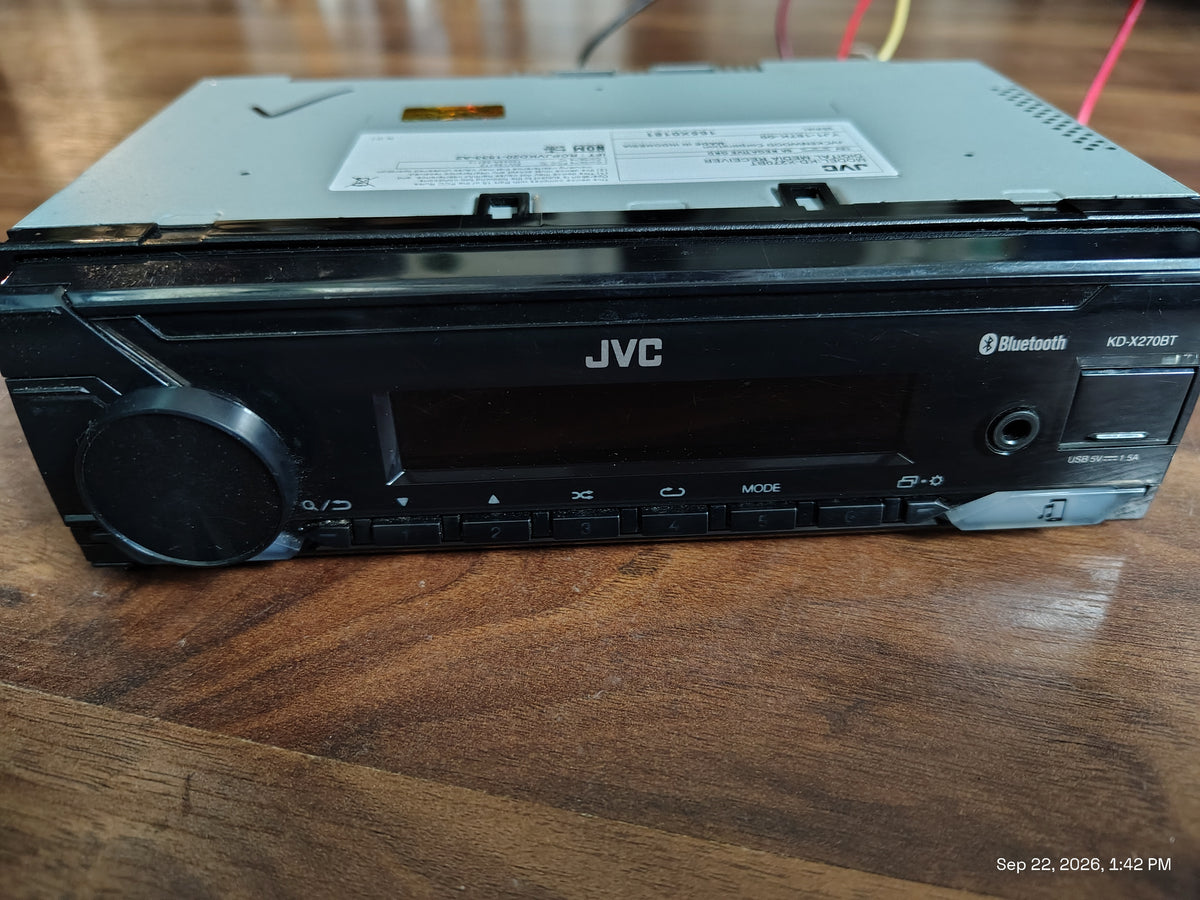 JVC KD-X270BT 1 DIN Digital Media Receiver No CD Bluetooth USB AUX Tested ✅