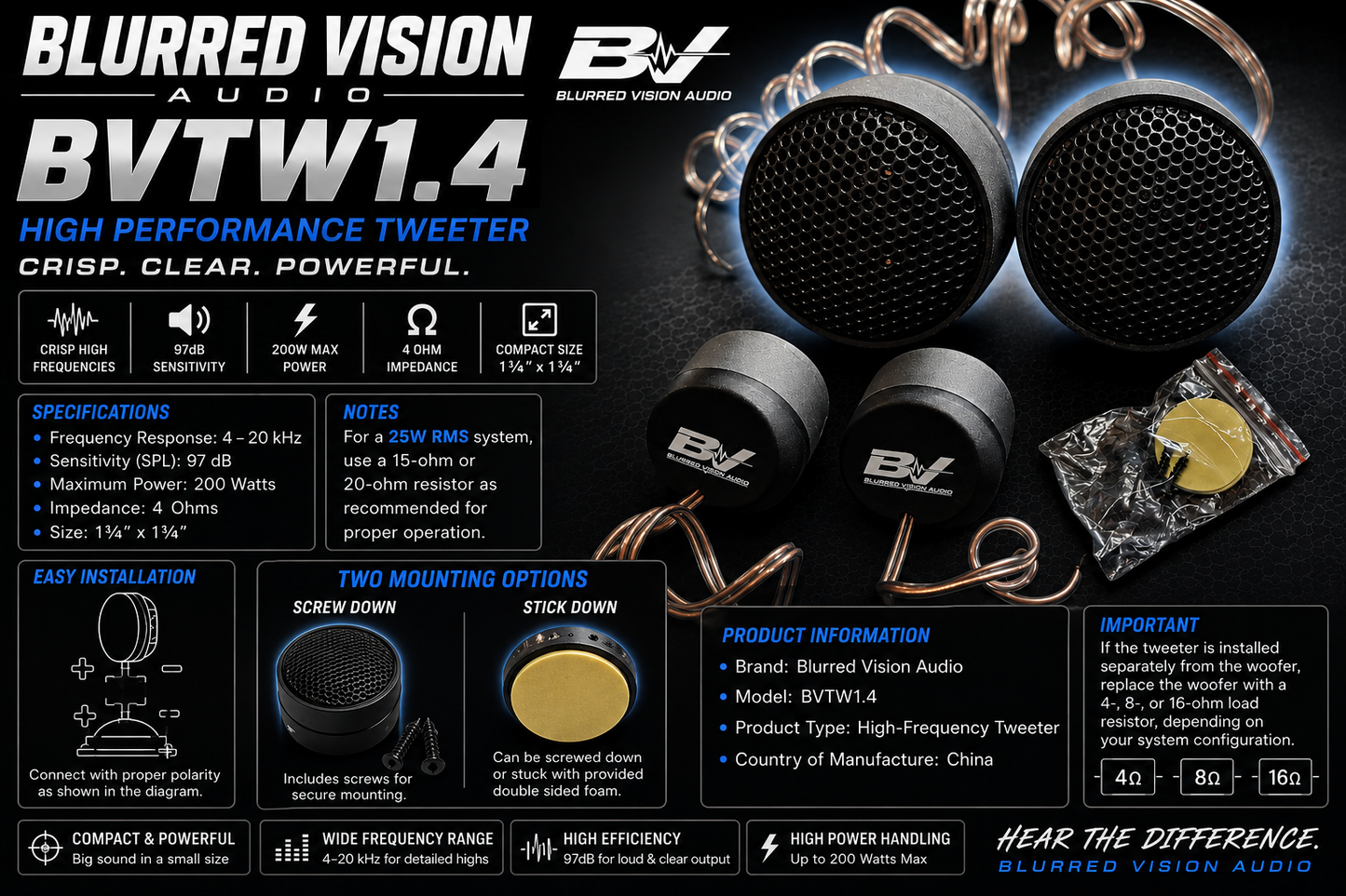Blurred Vision Audio BVTW1.4 (Sold In Pairs)