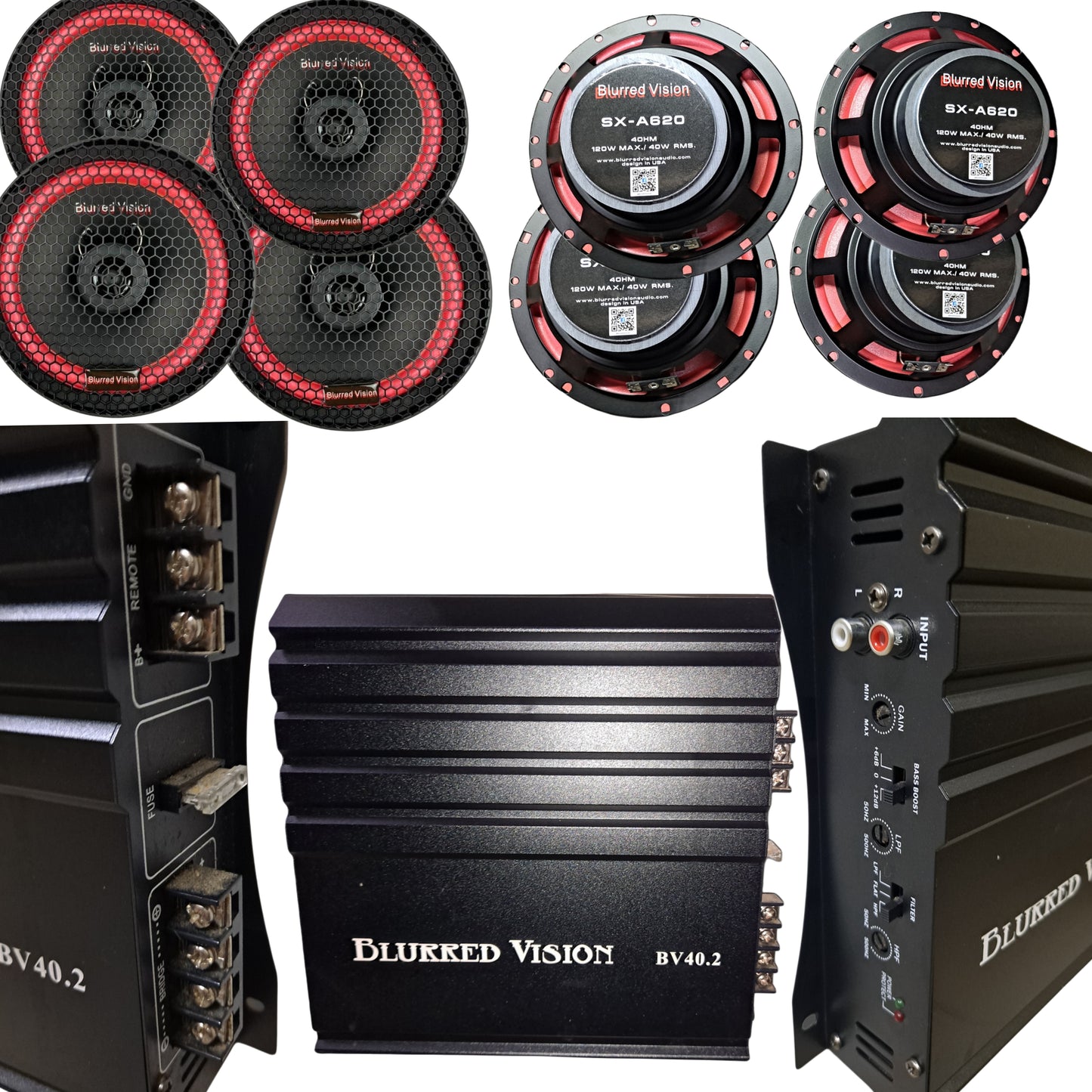 4*Blurred Vision Audio SX-A620 6.5 1*Blurred Vision Audio BV-40.2 Amplifier