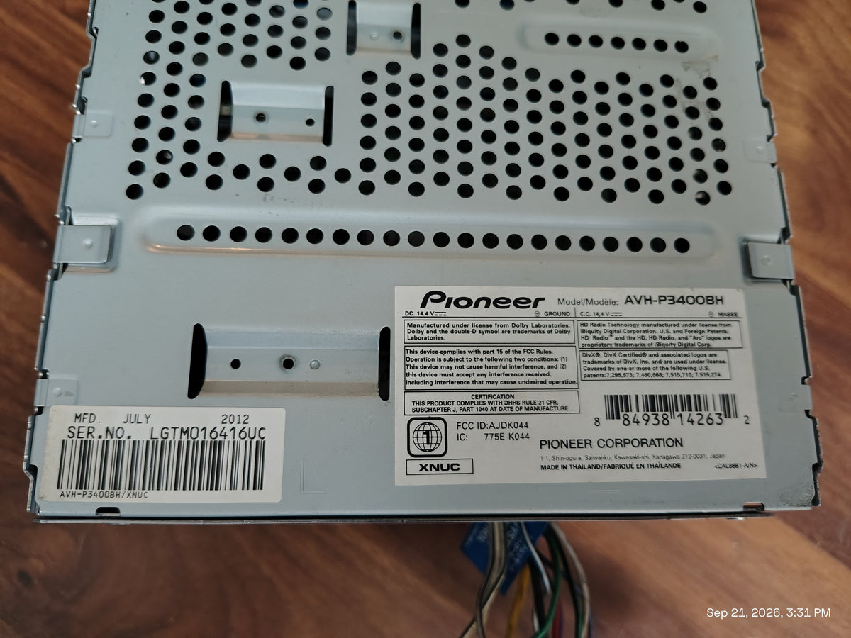 Pioneer AVH-P3400BH Stereo Receiver for CD/DVD/HD Radio, Bluetooth Tested ✅