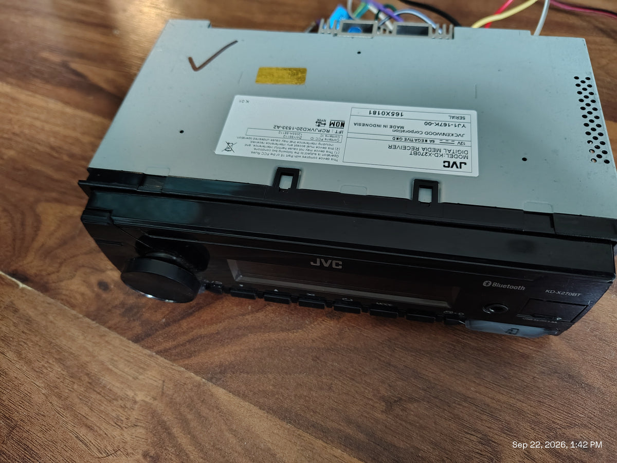 JVC KD-X270BT 1 DIN Digital Media Receiver No CD Bluetooth USB AUX Tested ✅